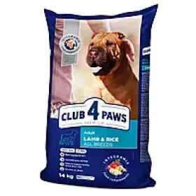 CLUB 4 PAWS Premium сухий корм для собак з ягням та рисом 14 кг