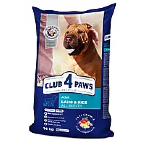 CLUB 4 PAWS Premium сухий корм для собак з ягням та рисом 14 кг
