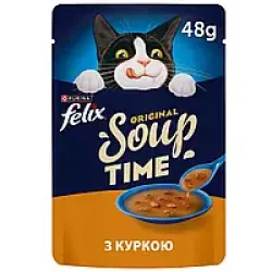 Вологий додатковий корм FELIX Суп для дорослих котів, з куркою, 48 г ( 8445290571243)